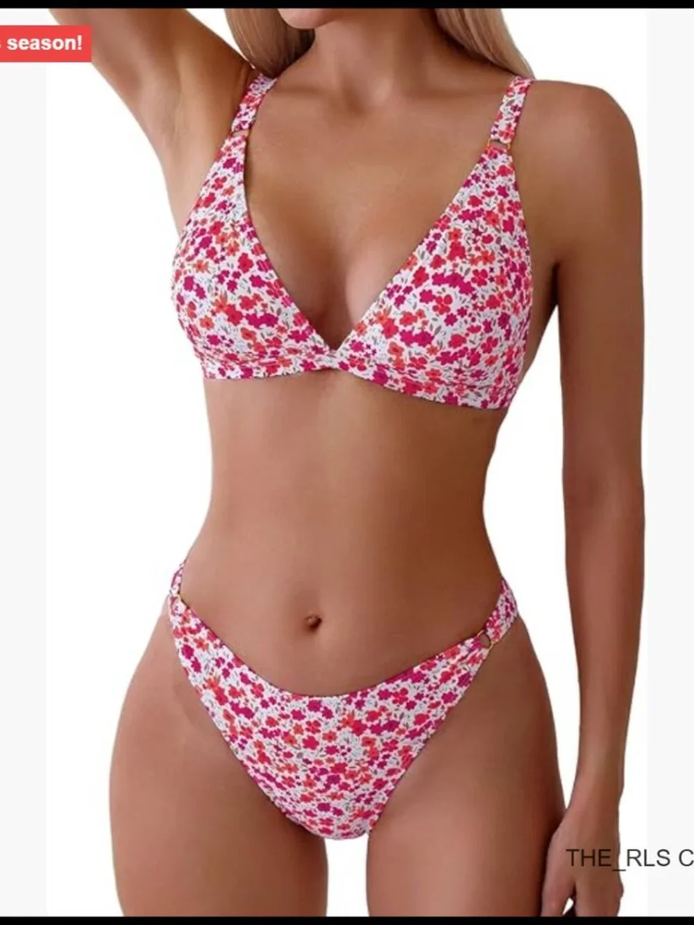 2 Piece Floral Print Swimsuit Triangle String High Cut Bikini Set